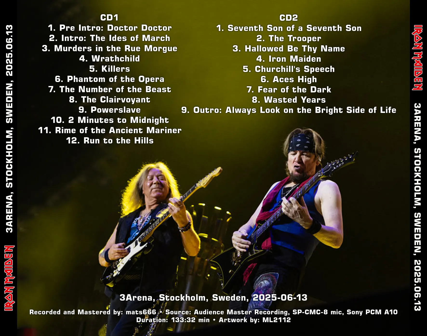 Iron Maiden, Stockholm 2025: cover art, back