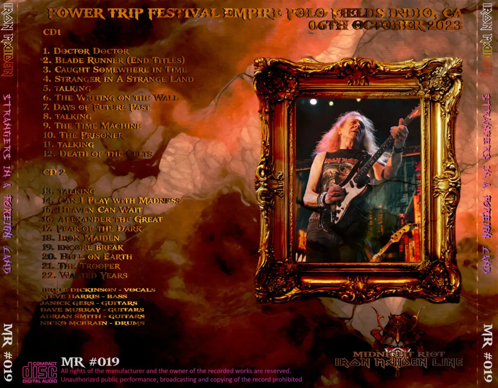 Iron Maiden, Indio 2023: cover art, back