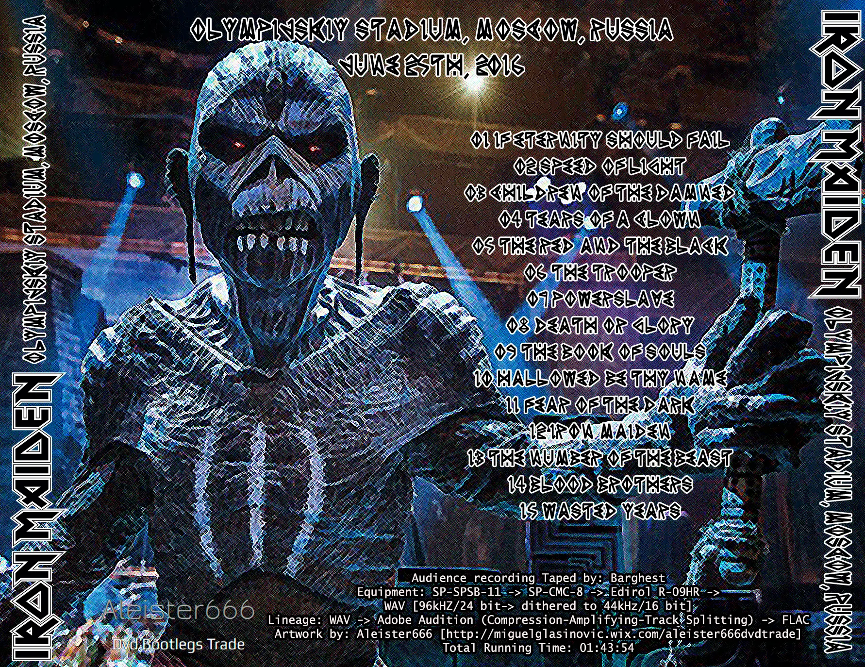 Iron Maiden, Moscow 2016: cover art, back
