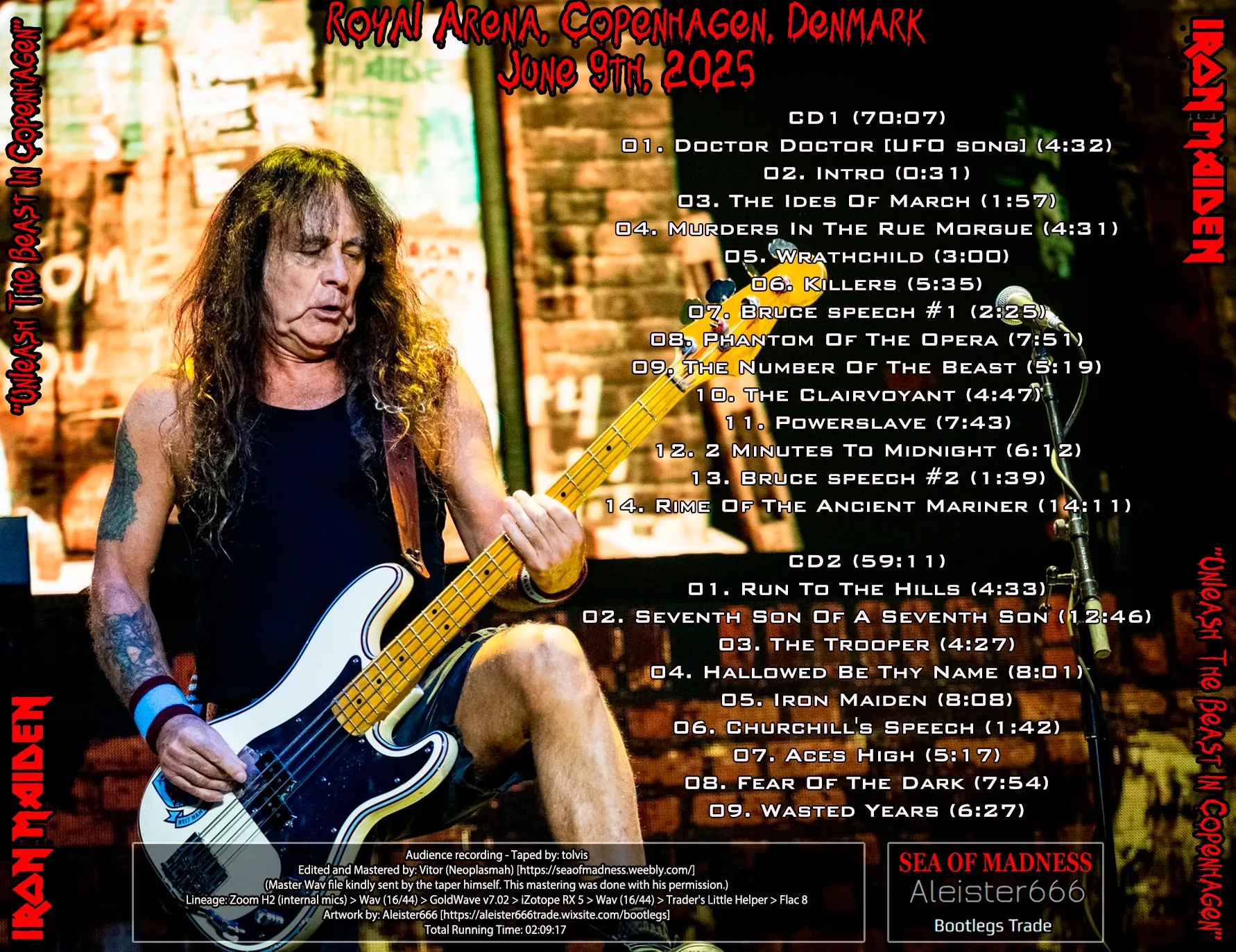 Iron Maiden, Copenhagen 2025: cover art, back