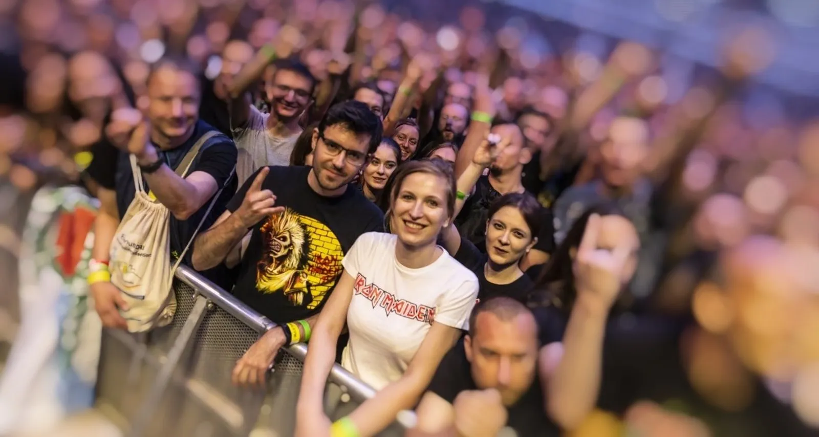 Wojtek and his wife at the front barrier during an Iron Maiden show in Warsaw, 24 July 2022